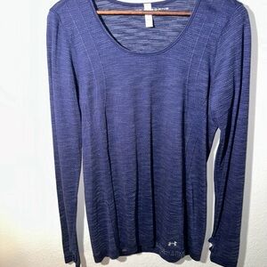 Under Armour Threadborne HeatGear Long Sleeve Top Women’s Large Blue Athletic